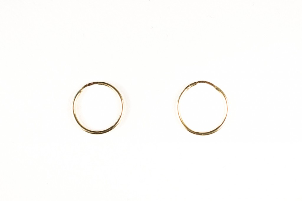 Zlaté náušnice kruhy, 15 mm