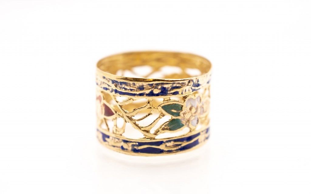 Zlatý prsten s orientálními vzory - smalt, vel. 58