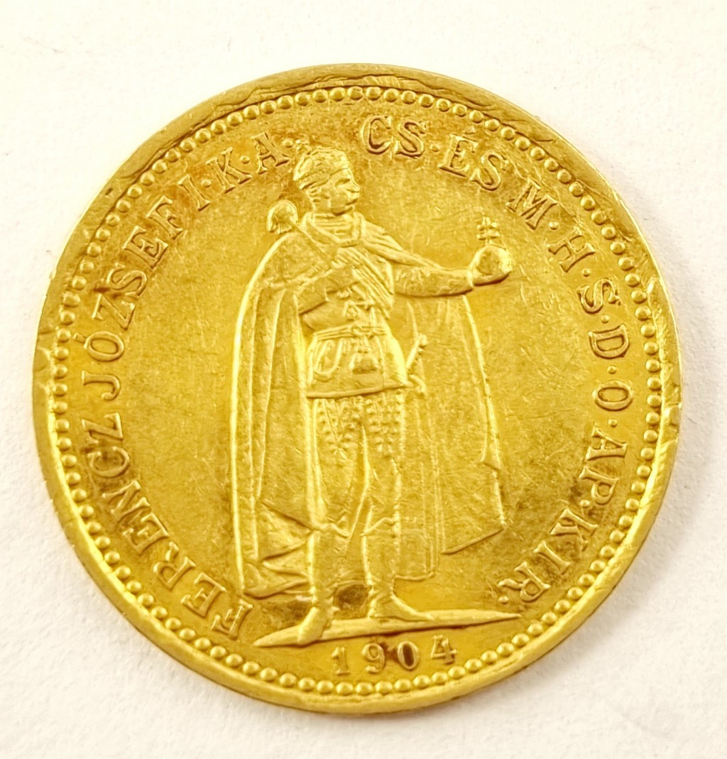 3. Zlatá mince 10 koruna Františka Josefa I. 1904