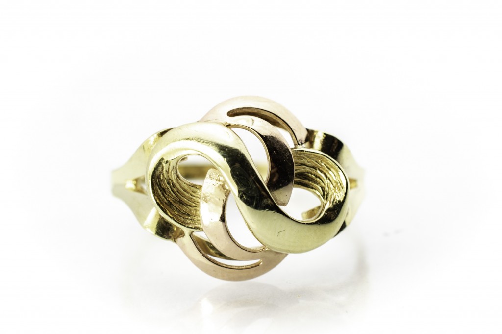 Zlatý prsten s růžovým zlatem, vel.58