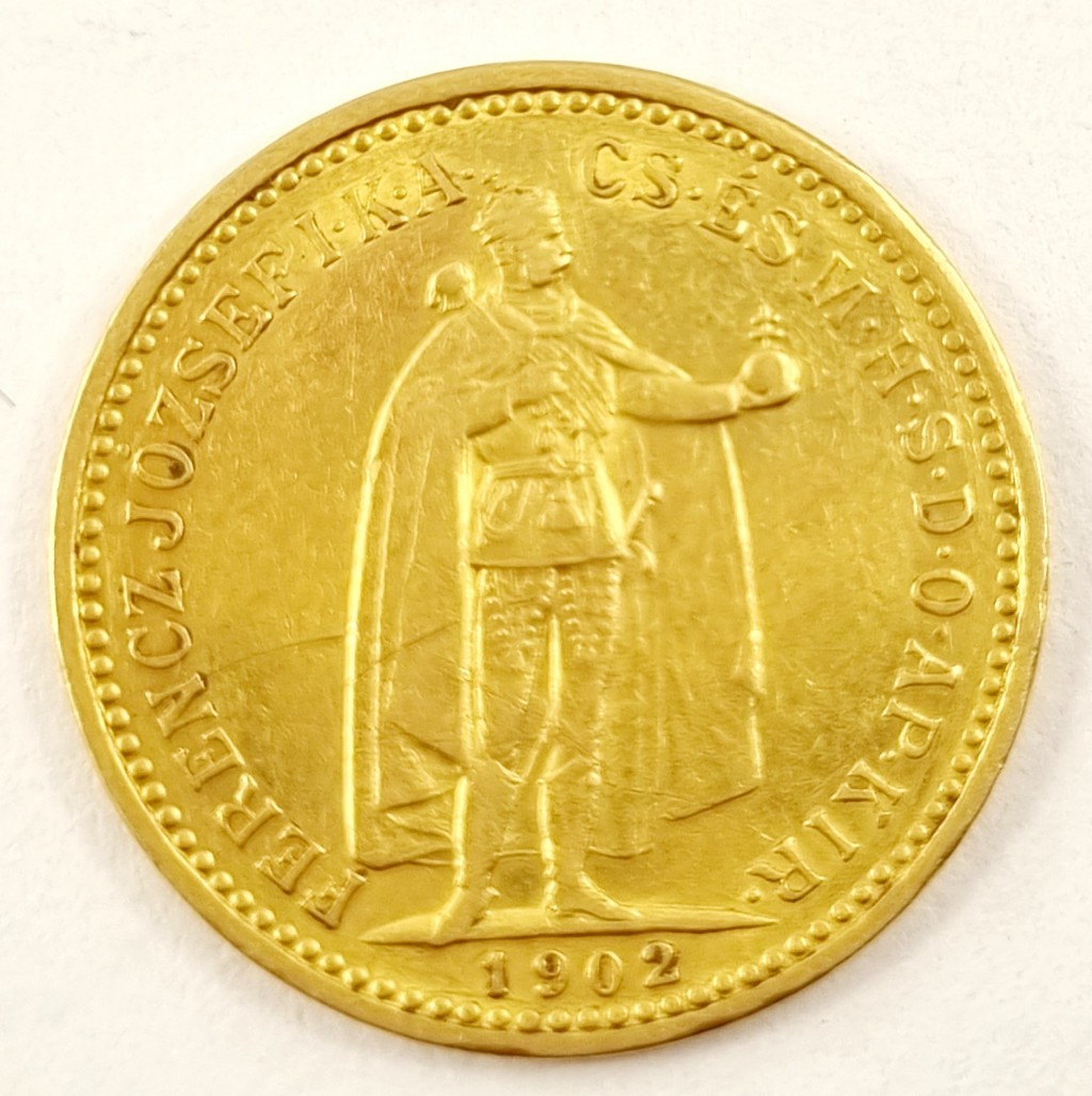 4. Zlatá mince, 10 koruna Franz Josef I. 1902, uherská ražba