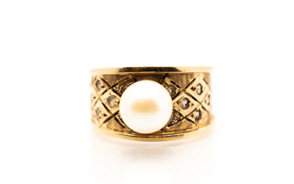 Zlatý prstýnek s perlou, vel. 54,5