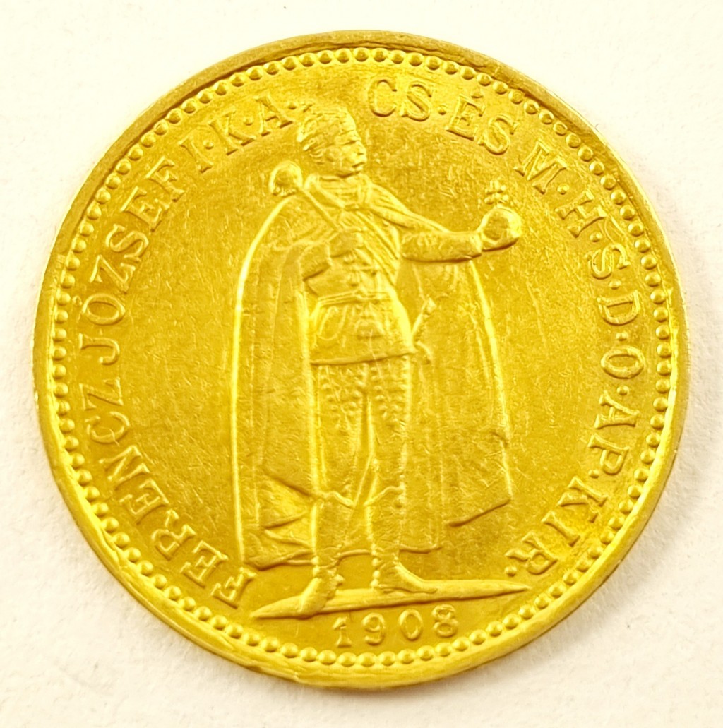 2. Zlatá mince 10 koruna Františka Josefa I. 1908