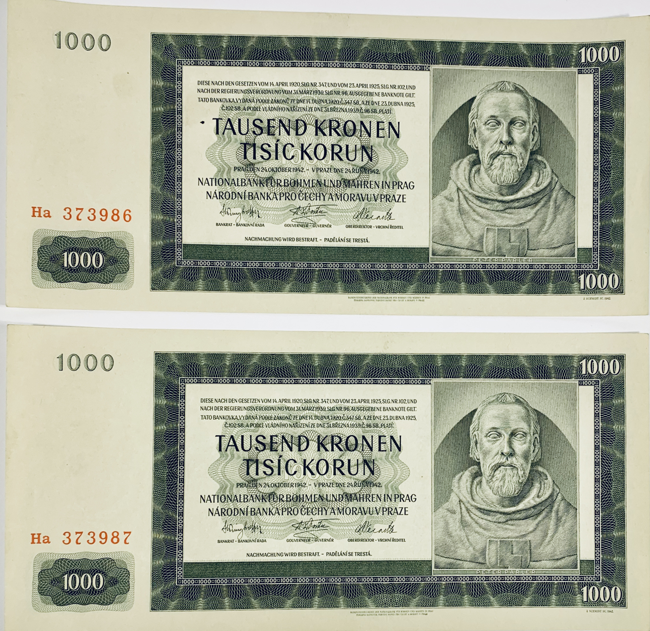 1000 korun, Protektorát