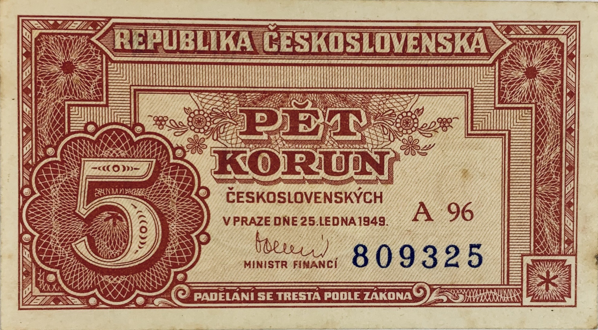 5 korun, 1949