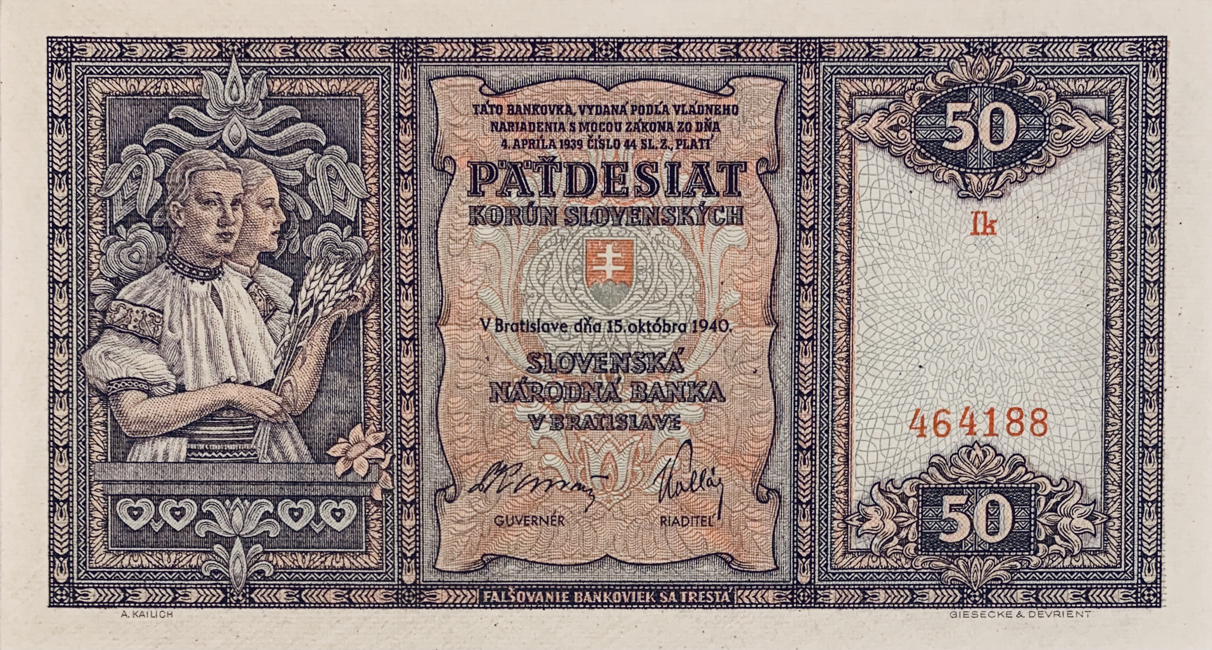 50 korun slovenských, 1940