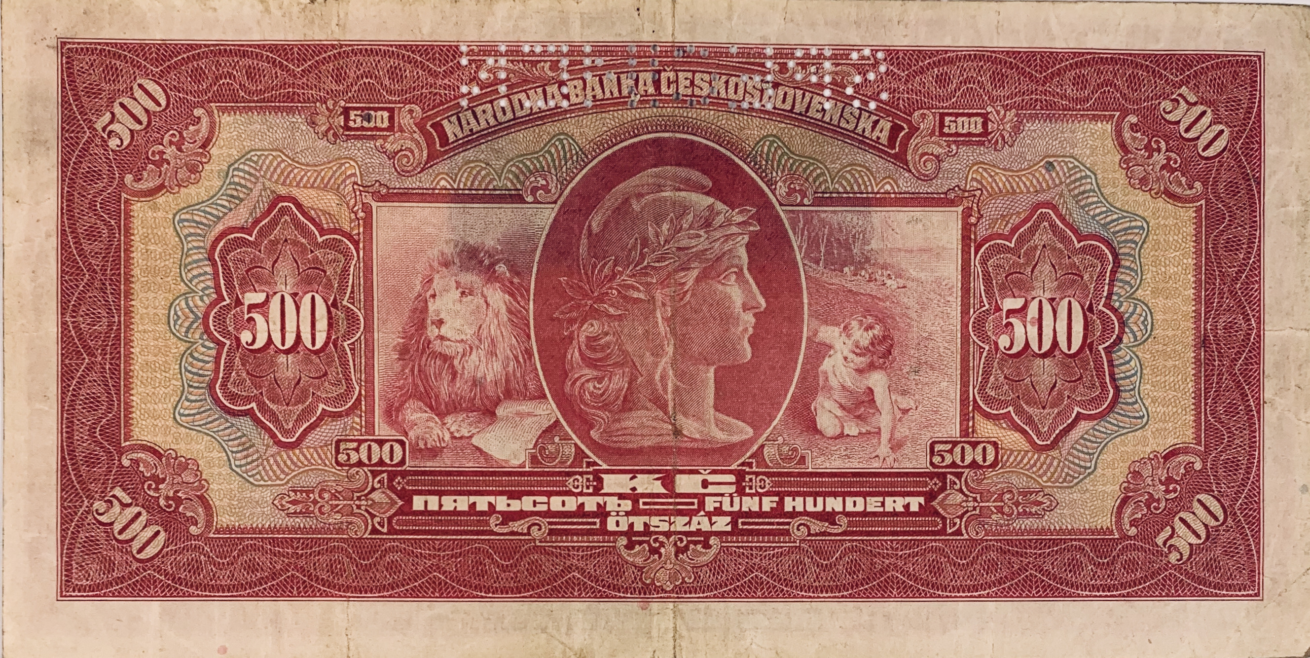 500 korun - přetisk, 1939