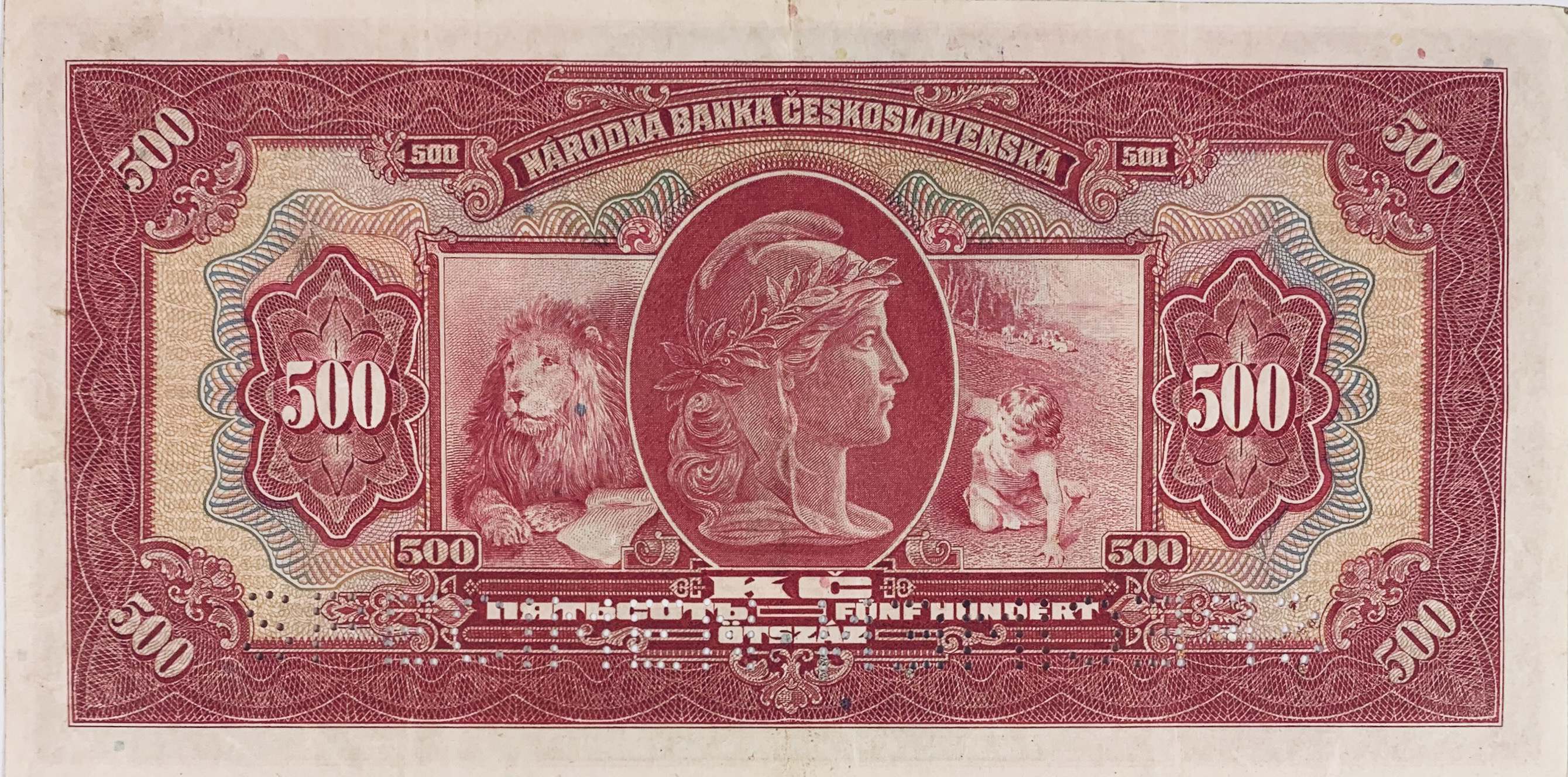 500 korun - přetisk, 1939