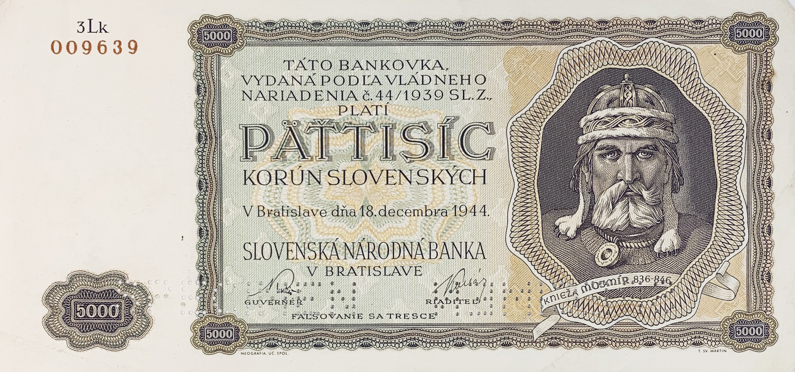 5000 korun slovenských, 1944
