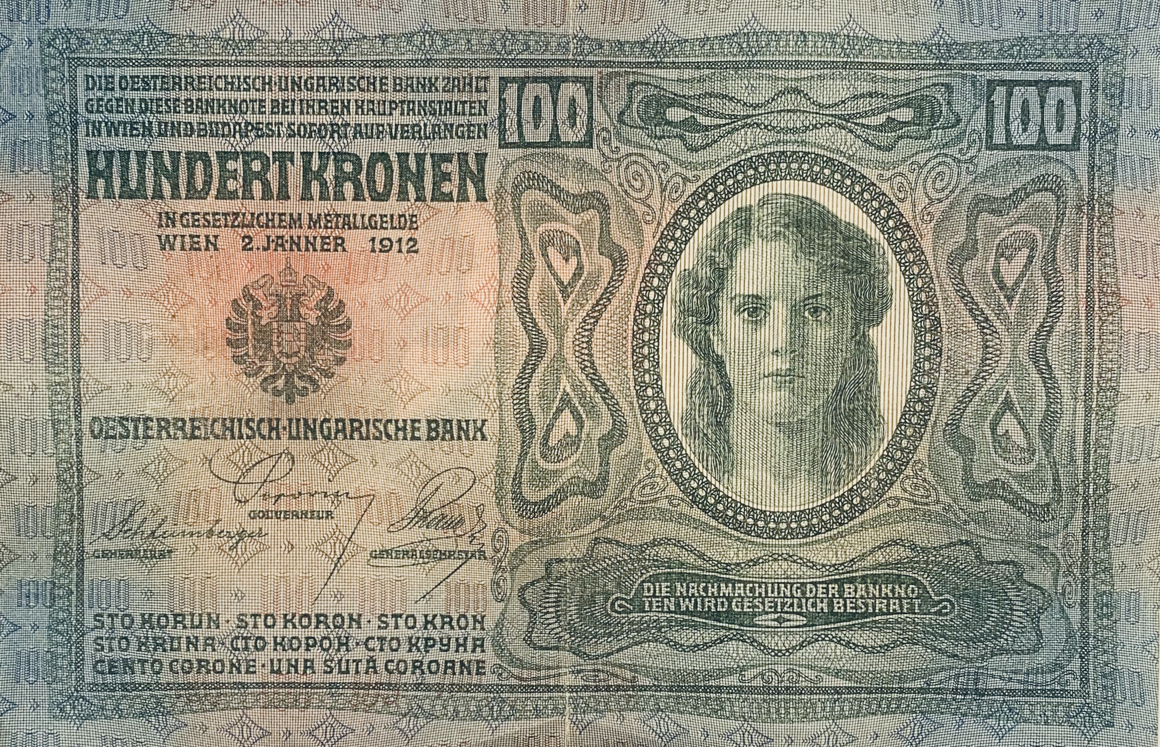 100 korun, Prozatimní státovky – kolkované, 1912