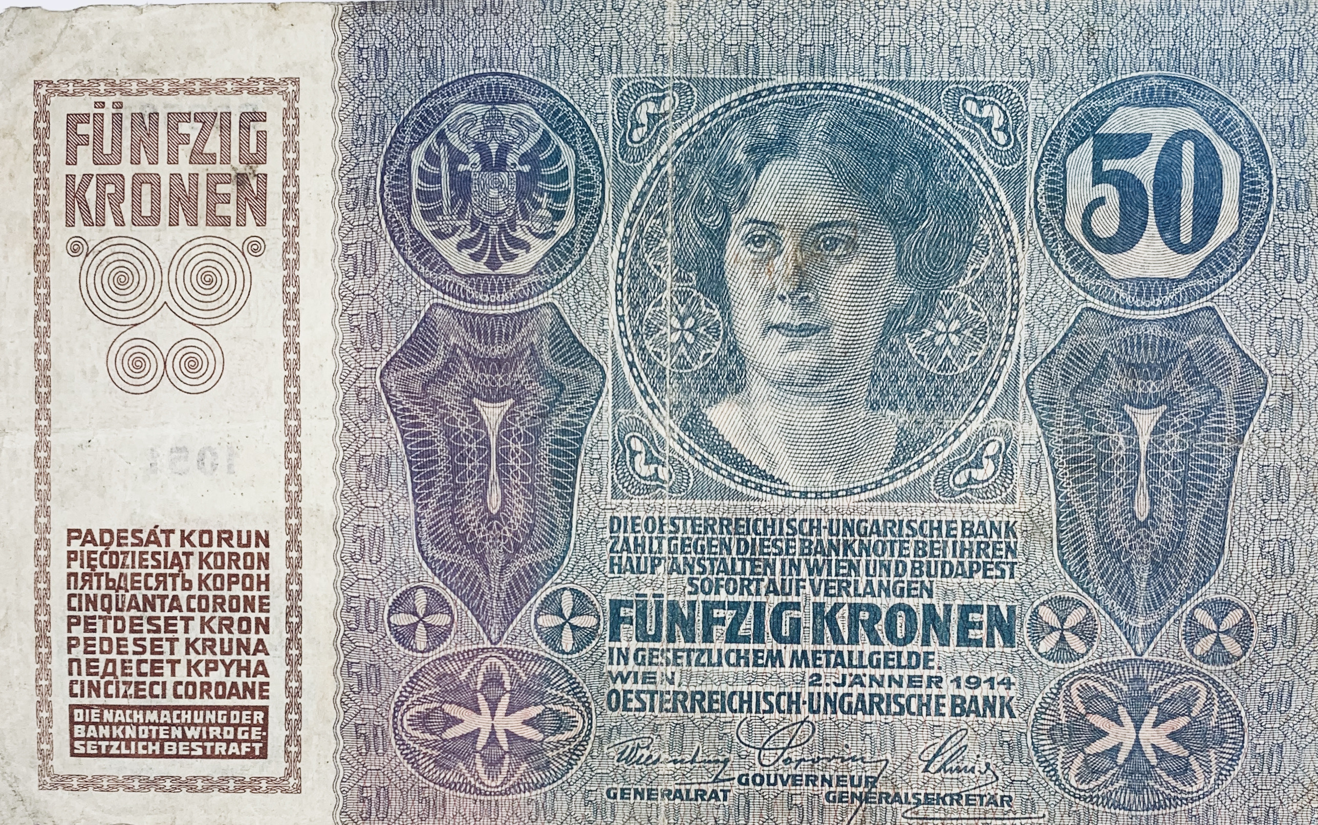 50 korun, Prozatimní státovky – kolkované ,1914