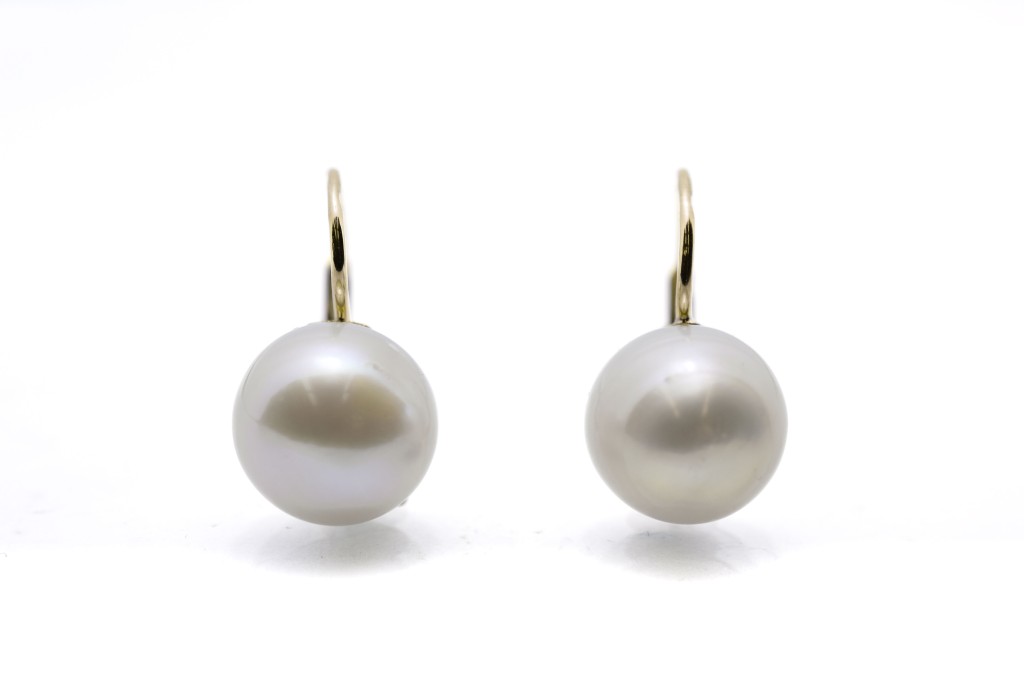 Starožitné zlaté náušnice visací s perlou