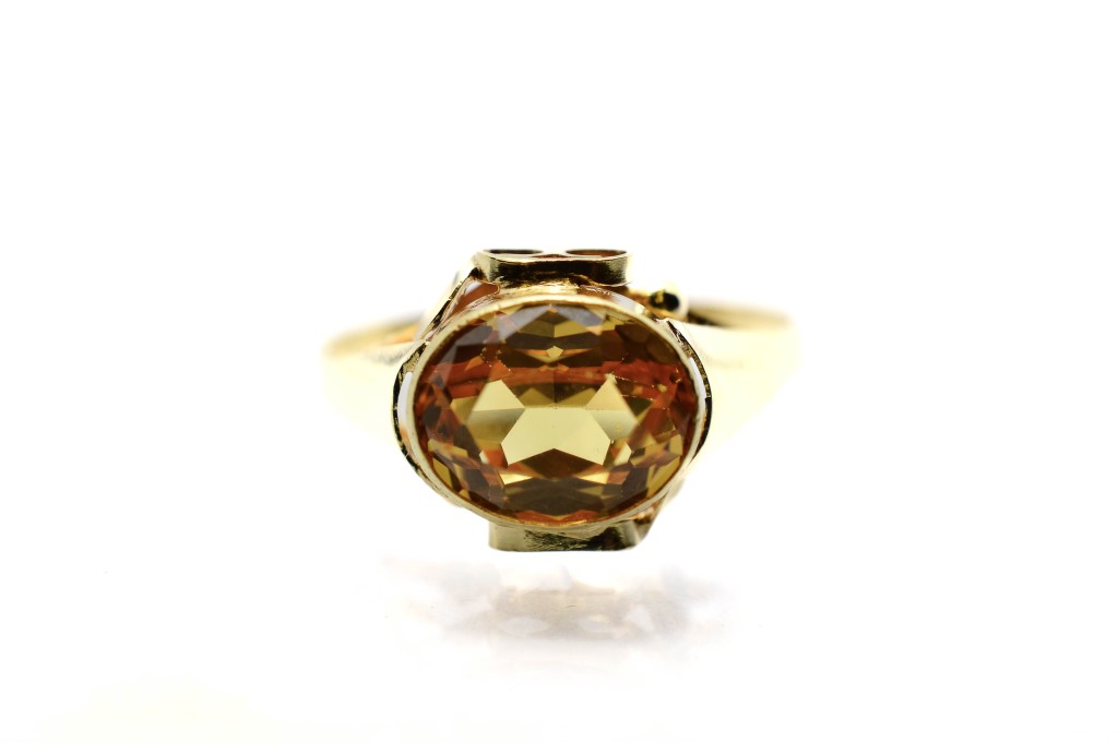 Starožitný zlatý prsten s kamenem, vel. 59