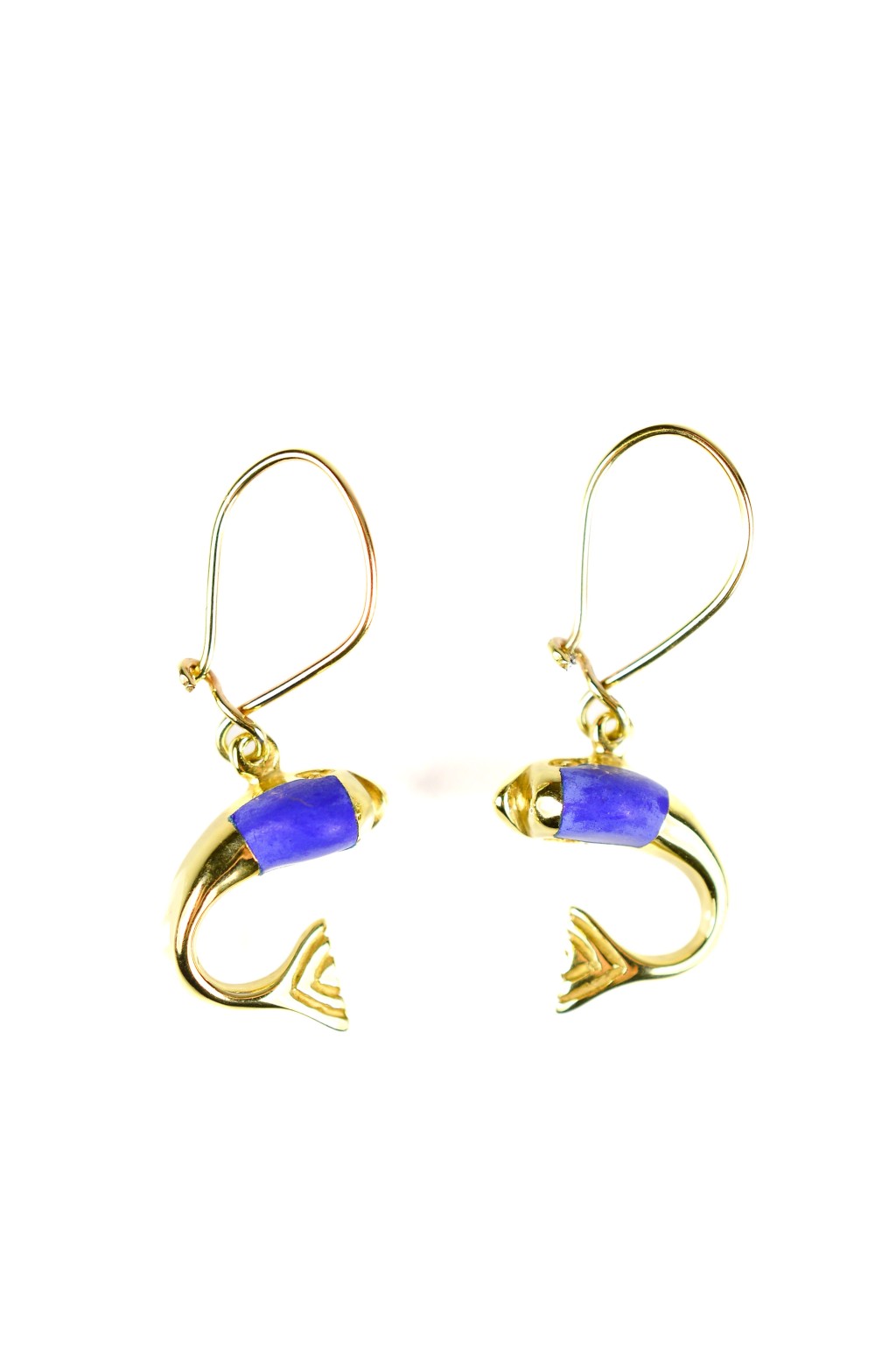 Zlaté náušnice s modrým kamenem - lapis lazuli