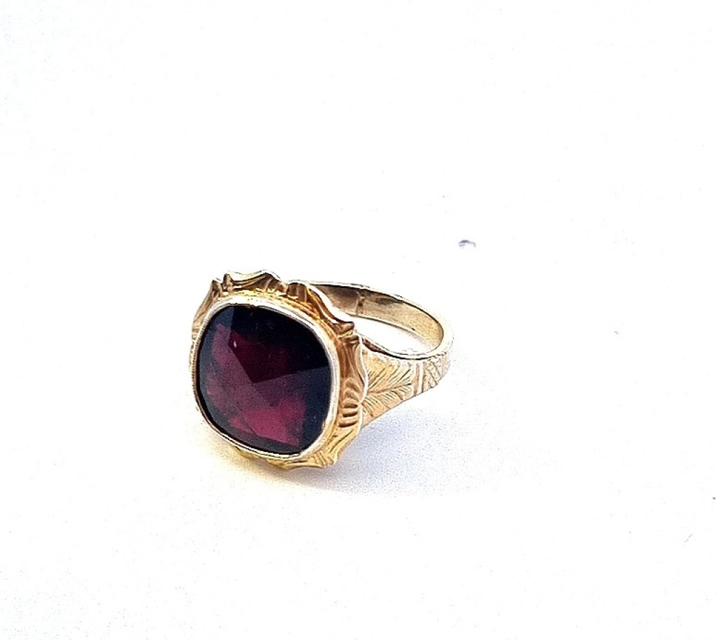 Starožitný stříbrný prsten s fialovým kamenem - ametyst, vel. 52