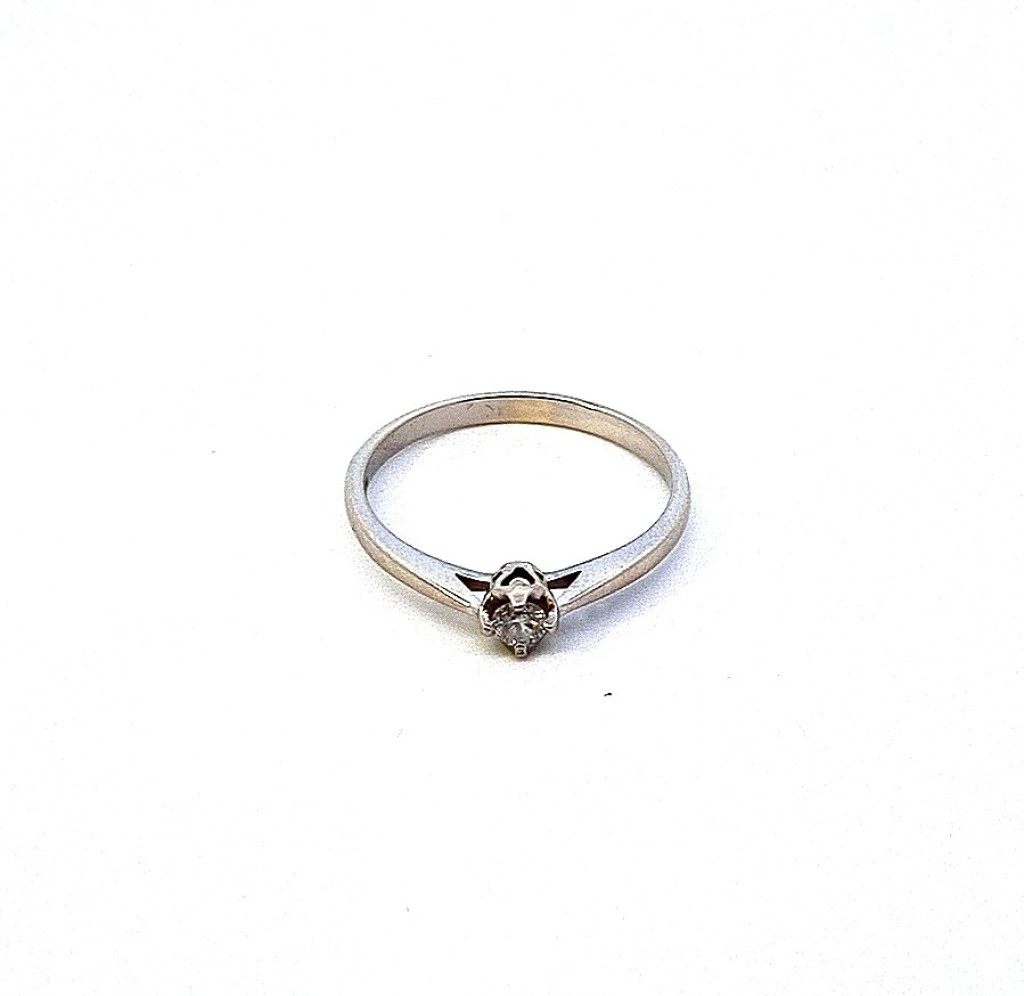 Prsten z bílého zlata s diamantem, vel. 54,5