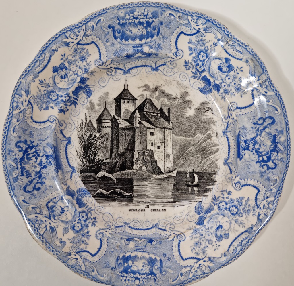 Keramický talíř, zámek Chillon