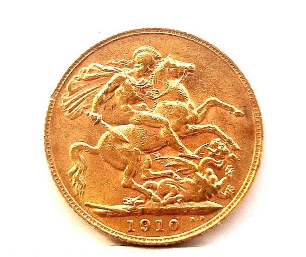 Zlatá mince Sovereign Král Jiří V., 1911