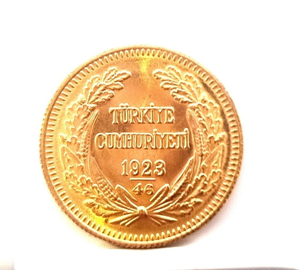Zlatá mince 100 Piaster Türkei Atatürk, 1923