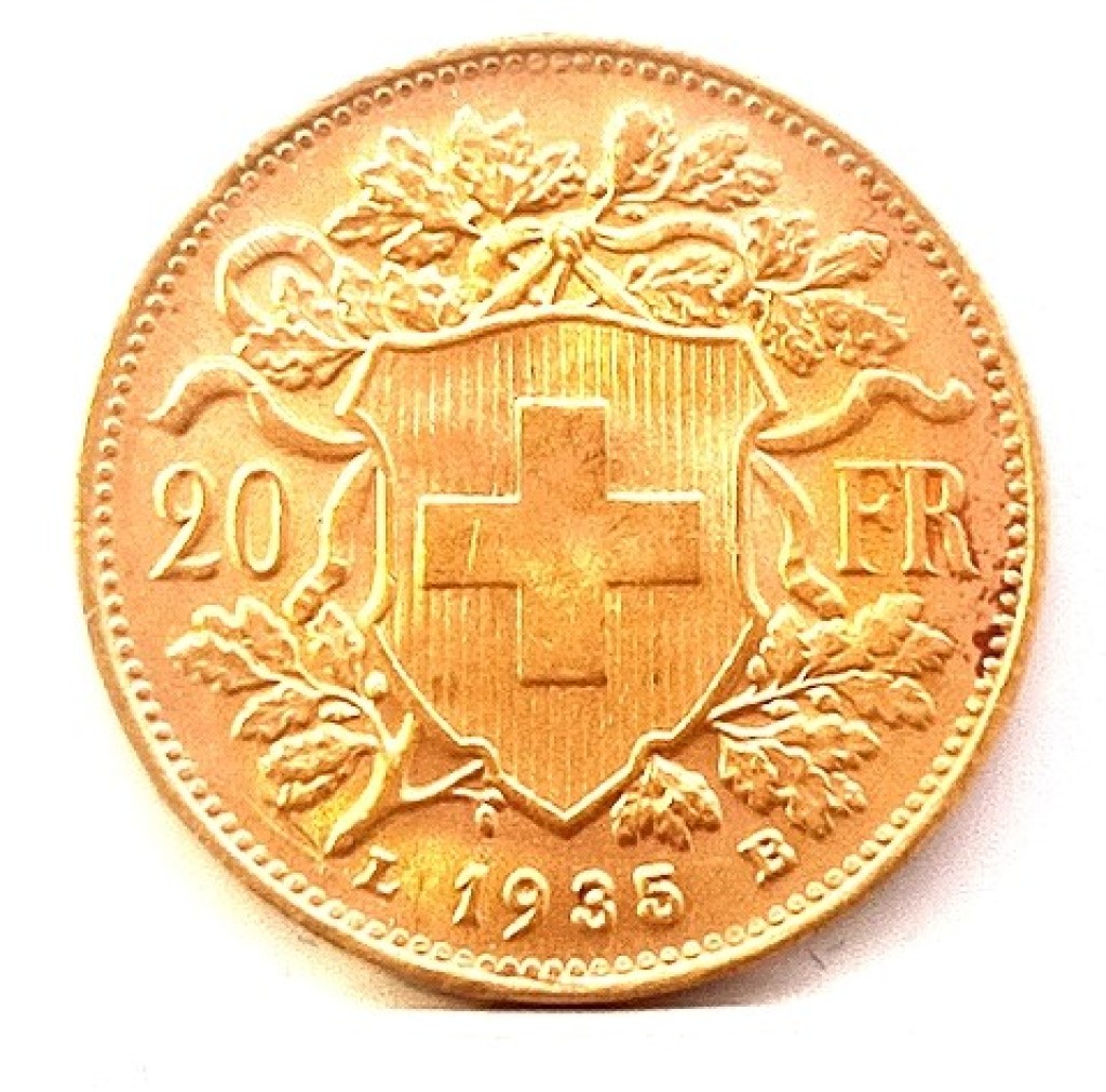 Zlatá mince 20 franků, 1935