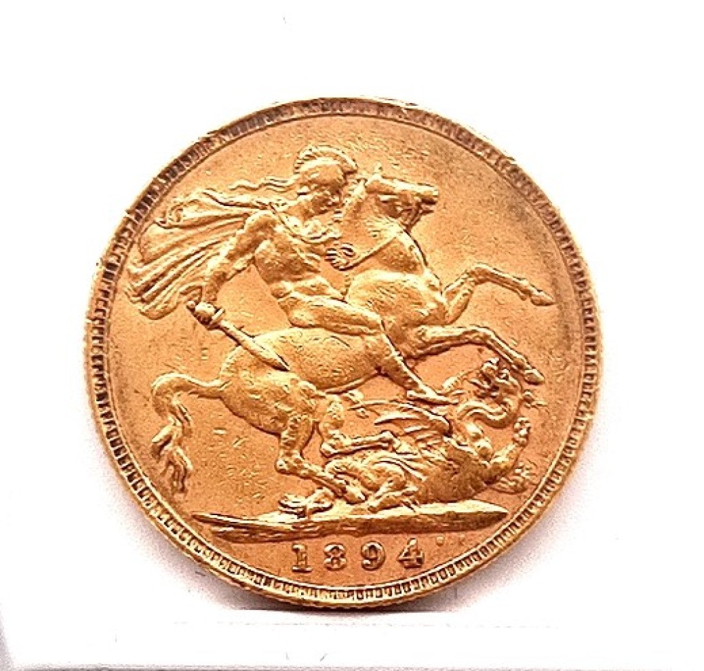 Zlatá mince Sovereign, Královna Viktorie se závojem 1 Libra, 1894