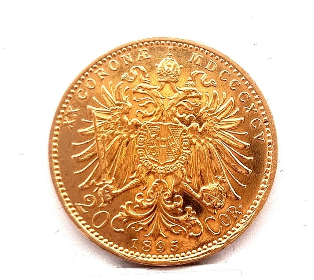Zlatá mince, 20 koruna Franz Josef I. 1895, rakouská ražba