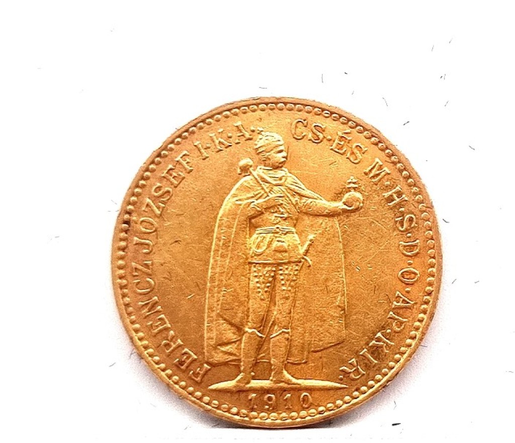 Zlatá mince, 10 koruna Franz Josef I. 1910, uherská ražba