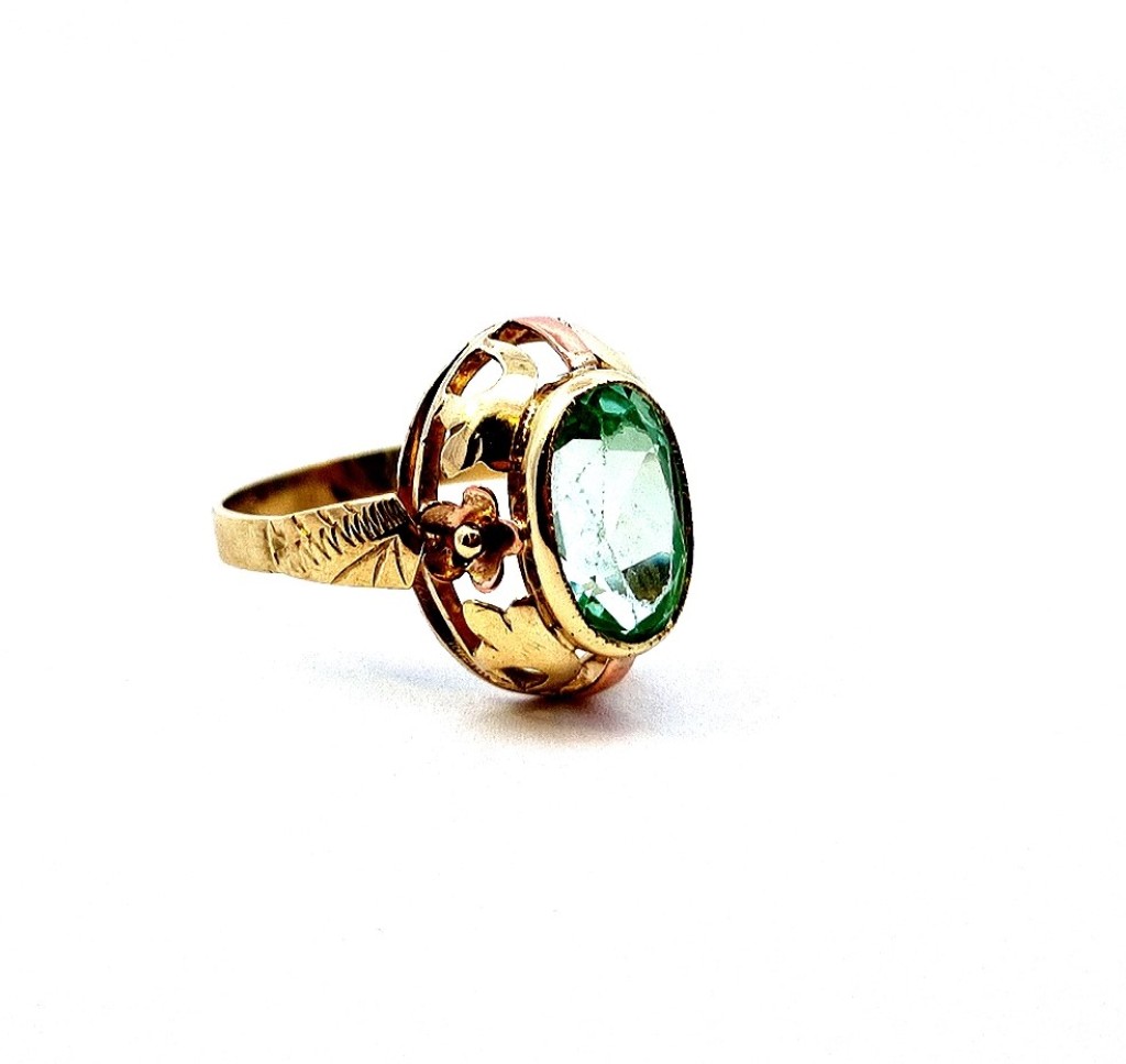 Zlatý prsten s tyrkysovým kamenem, vel. 58
