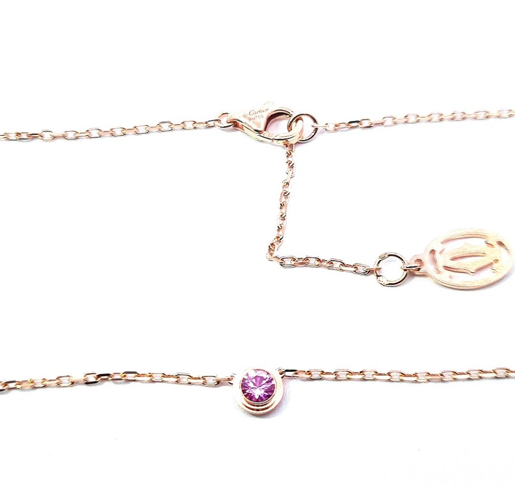 Zlatý náhrdelník s růžovým safírem, originál Cartier