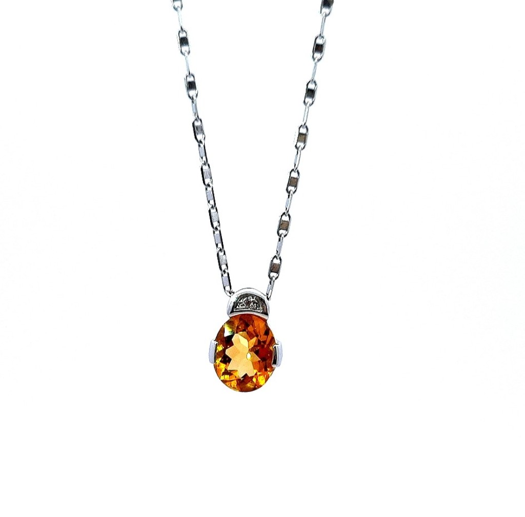 Zlatý náhrdelník s citrínem a diamantem, 5,38g