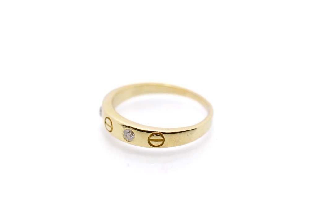 Zlatý prsten s diamanty, vel. 55
