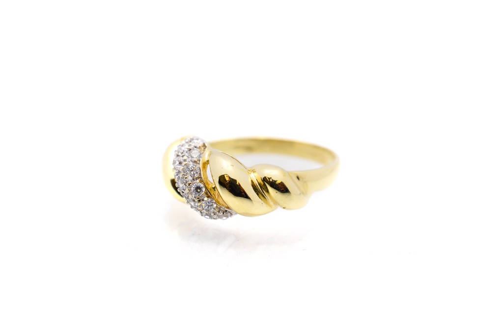 Zlatý prsten se zirkony , vel. 54