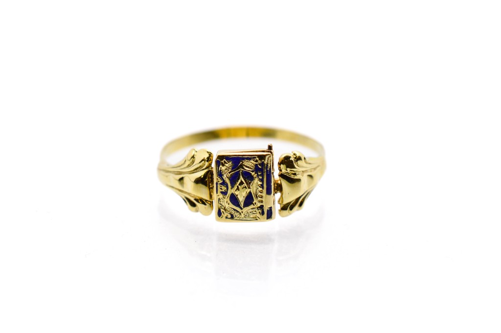 Starožitný zlatý jedový prsten, vel. 57
