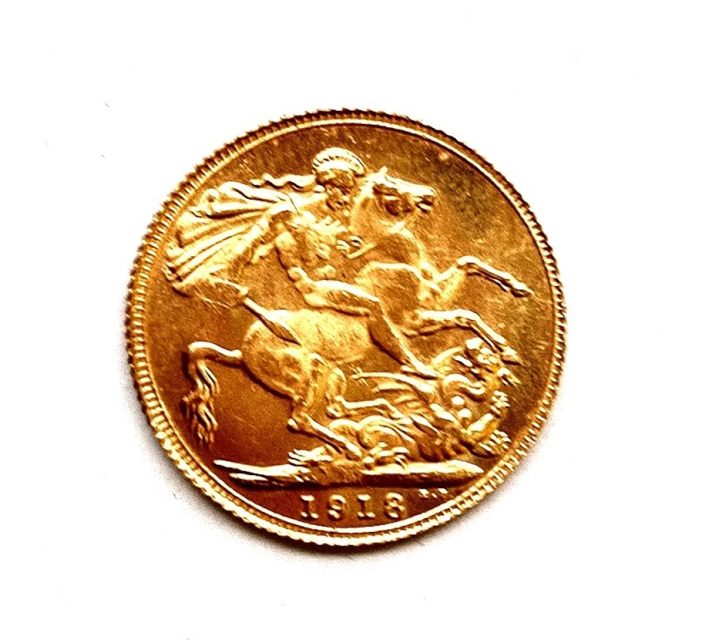 Zlatá mince sovereing 1918