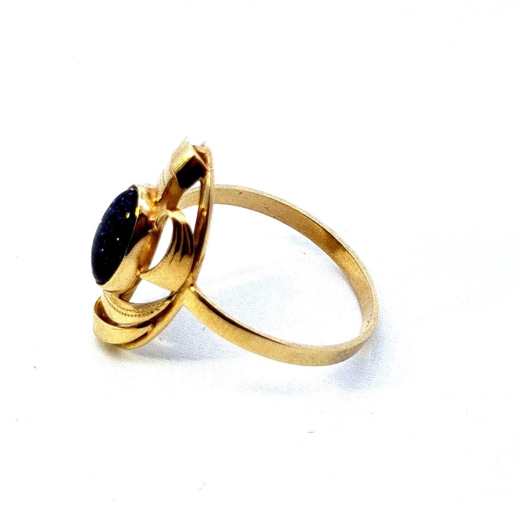 Zlatý prsten s modrým avanturínem, vel. 60