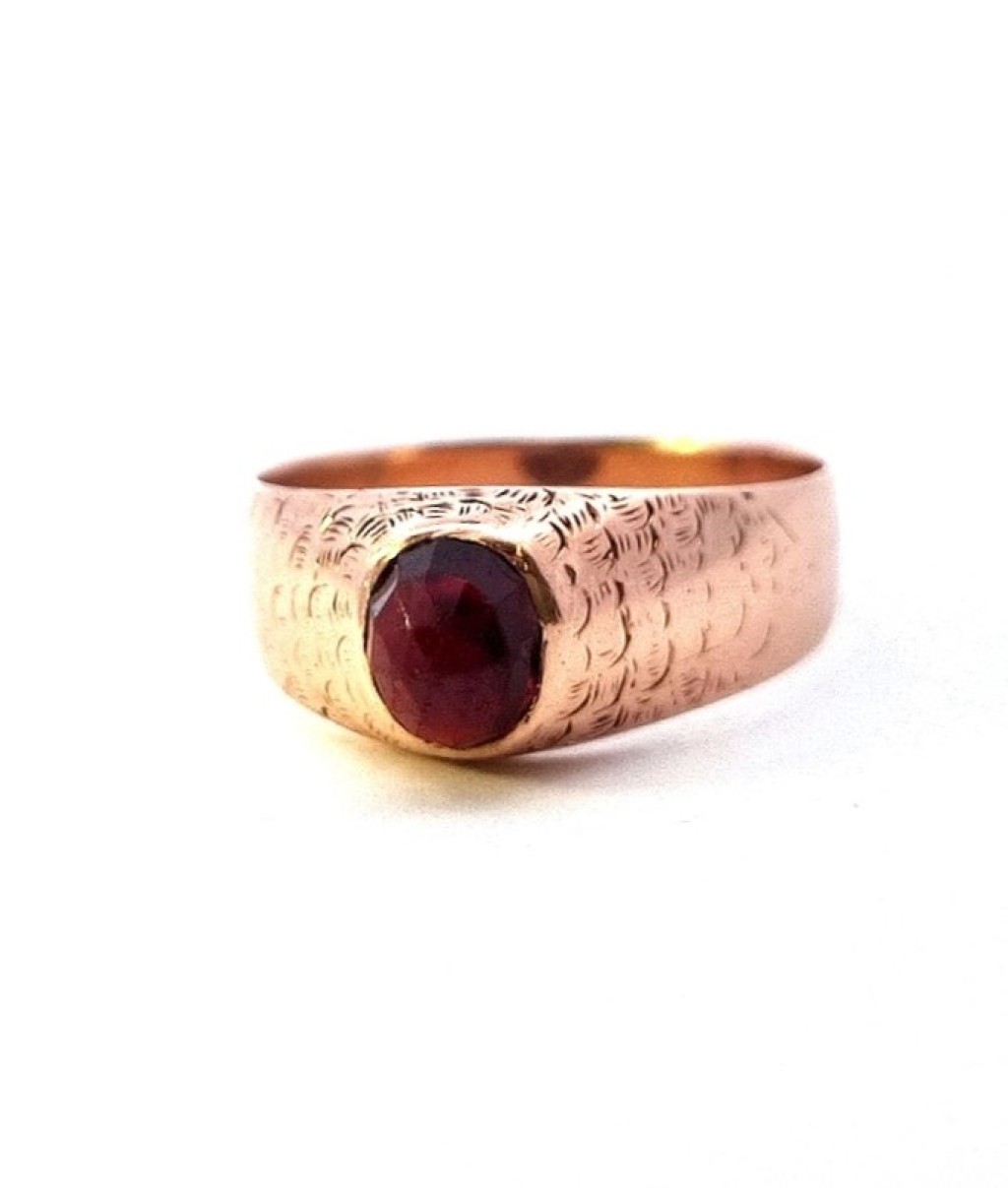Starožitný zlatý prsten s rubínem, vel. 65