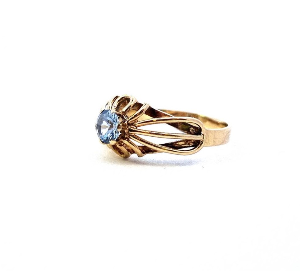 Zlatý prsten s modrým kamínkem, vel. 54