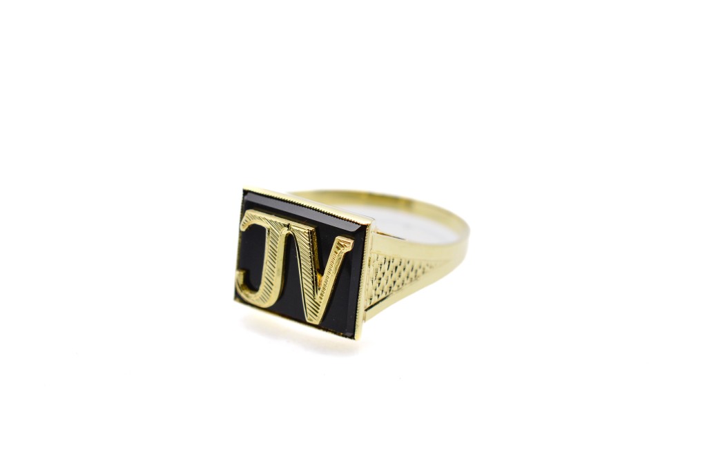 Pánský zlatý prsten s onyxem, vel. 64