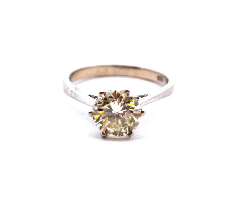 Zlatý prsten s diamantem cca 1,58 ct, vel. 57,5