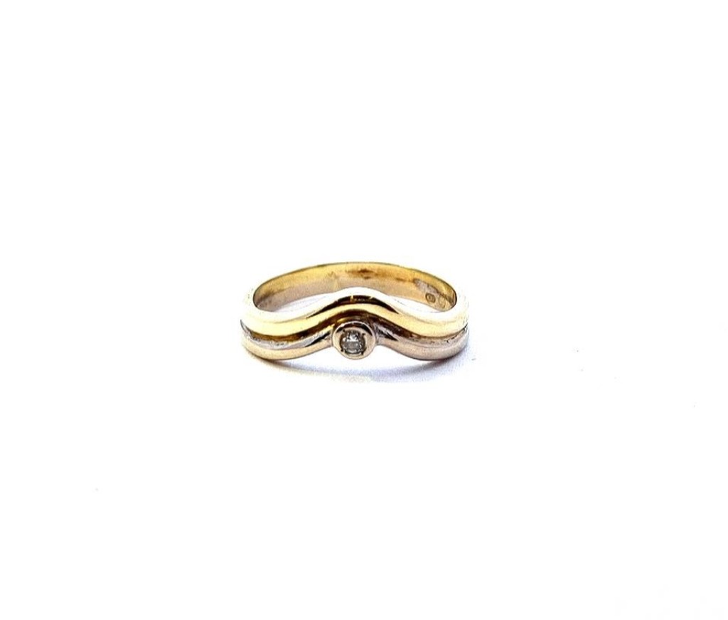 Starožitný zlatý prsten s diamantem, vel. 51,5