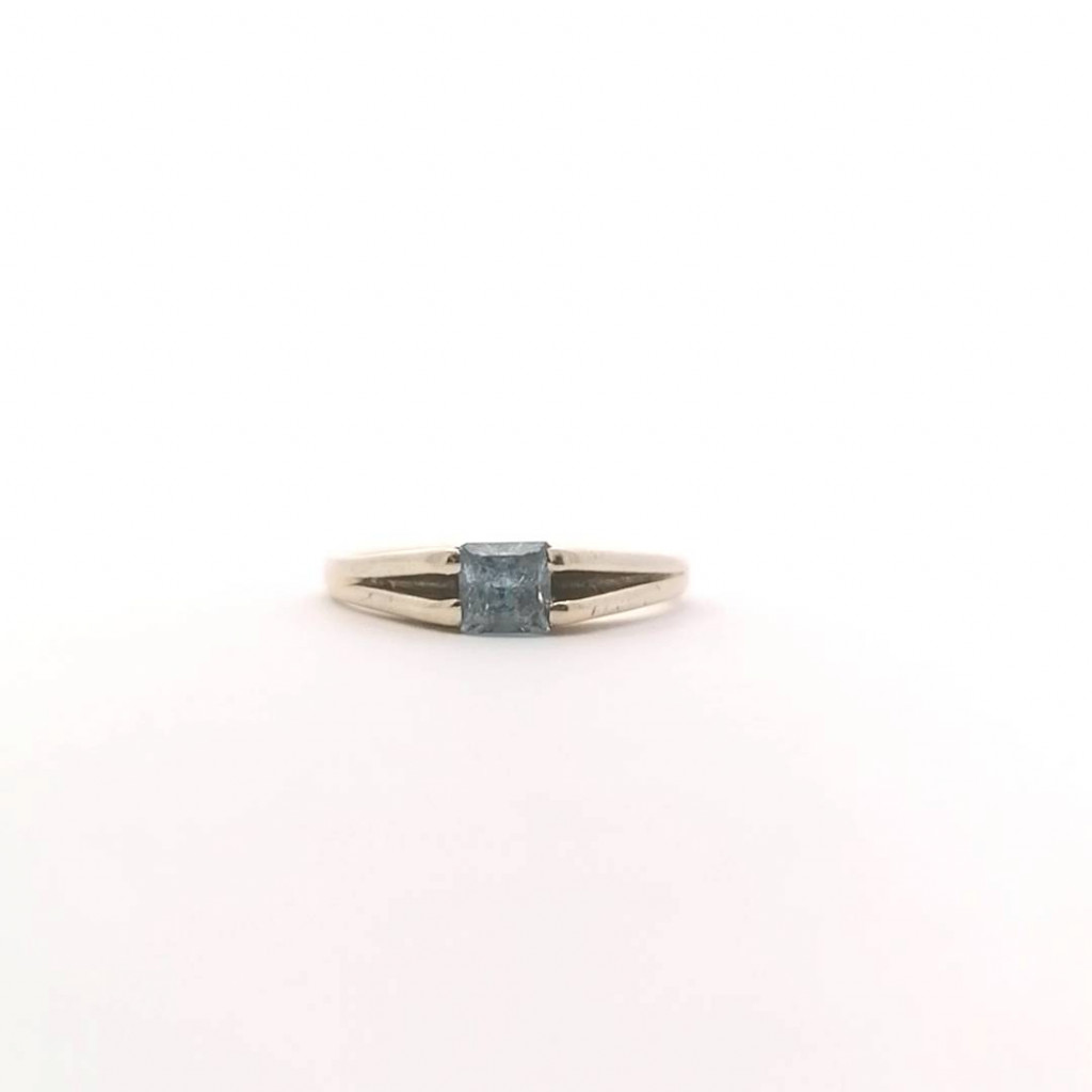 Zlatý prsten s akvamarínem, vel. 49