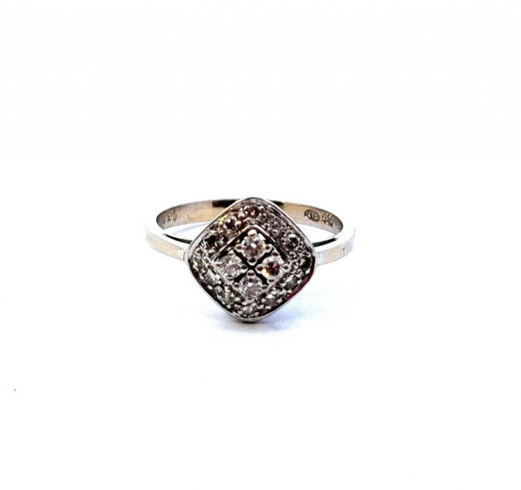 Starožitný zlatý prsten s diamanty, vel. 53,5
