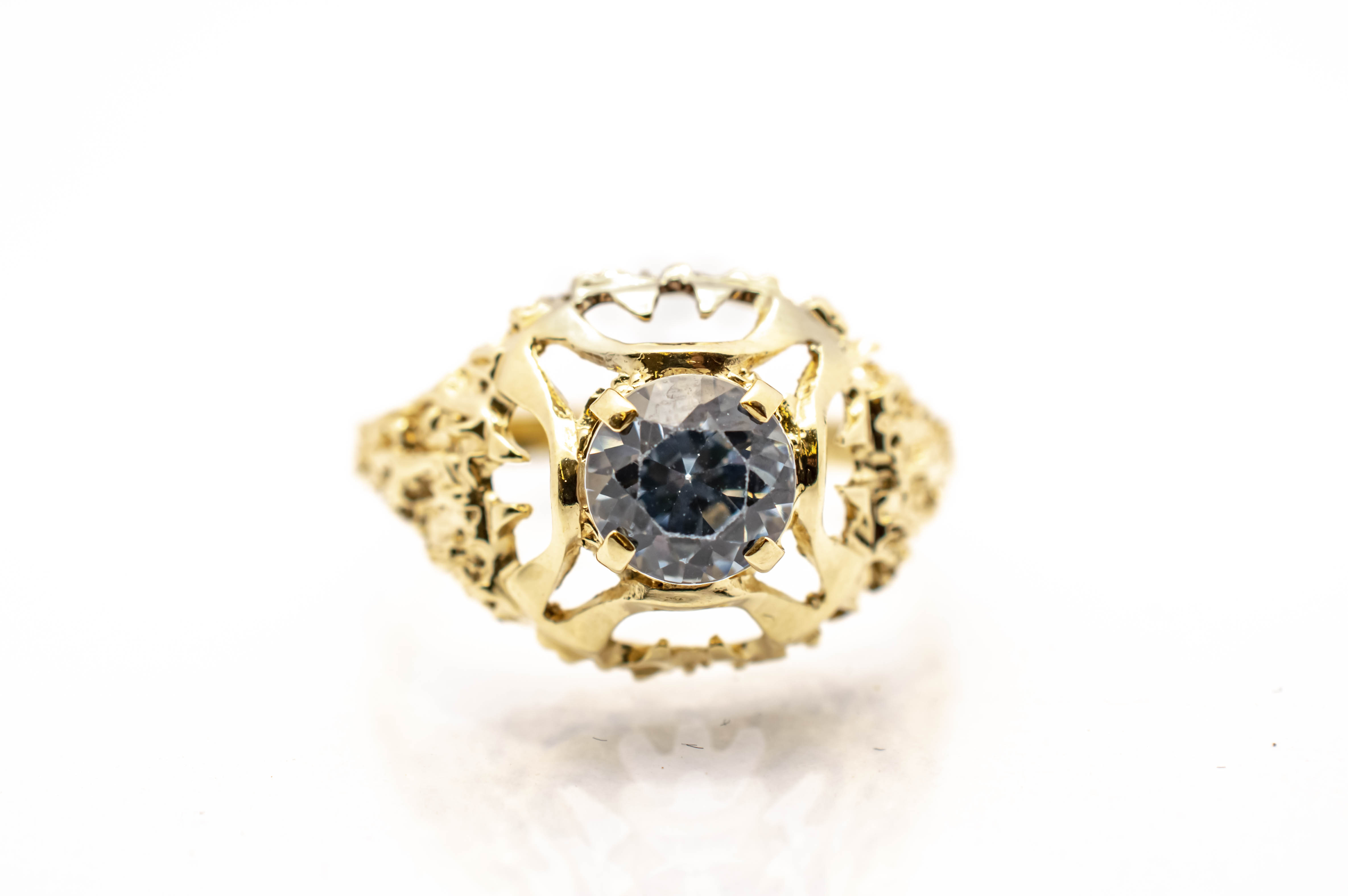 Zlatý prsten s modrým kamenem - topaz, vel. 55