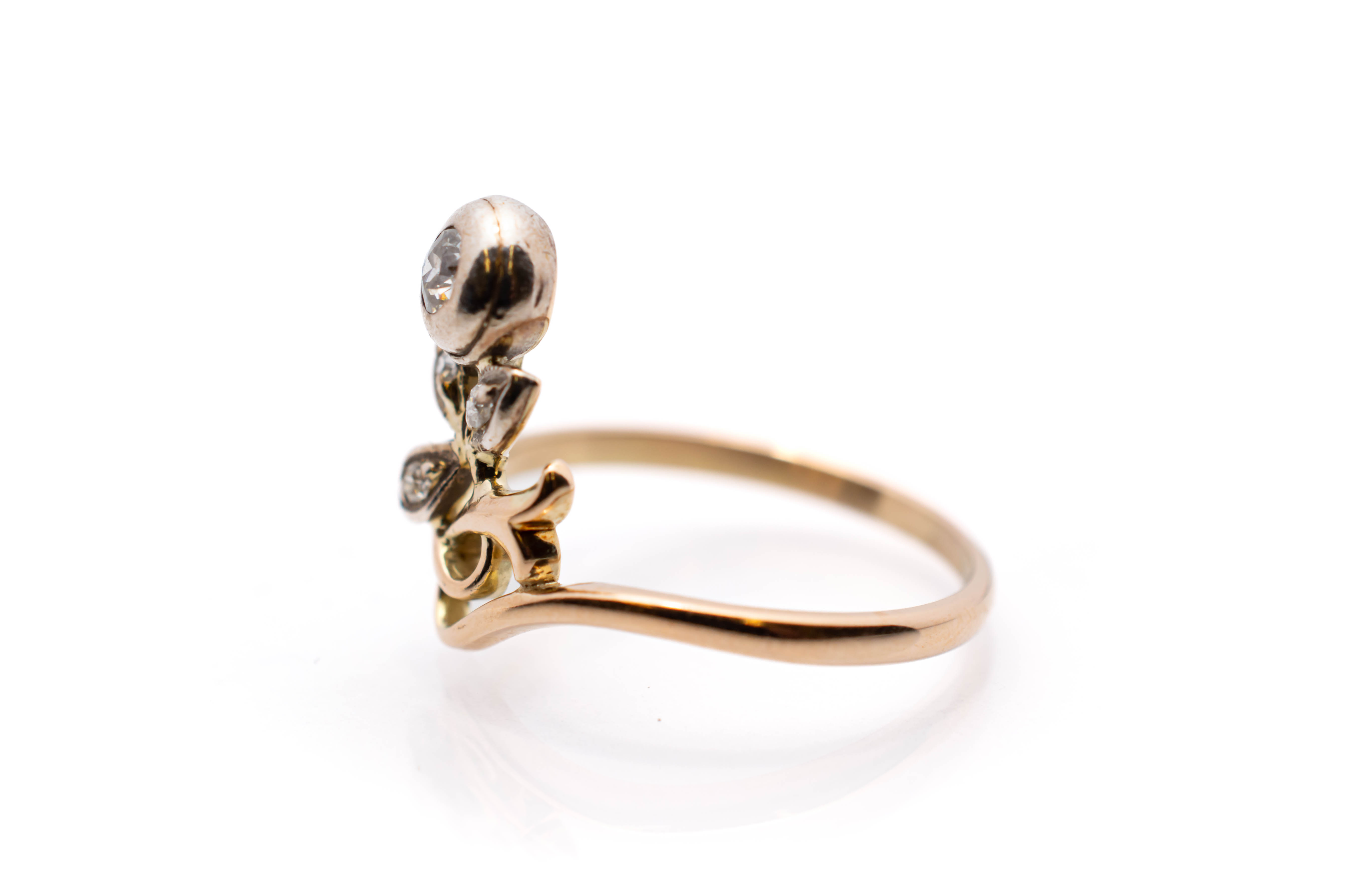 Starožitný secesní prsten s diamanty, vel. 60