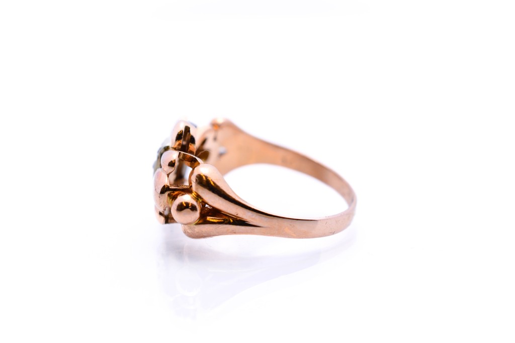 Starožitný zlatý prsten s brilianty, vel. 61