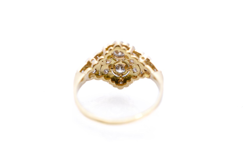 Starožitný zlatý prsten s diamanty, vel. 55