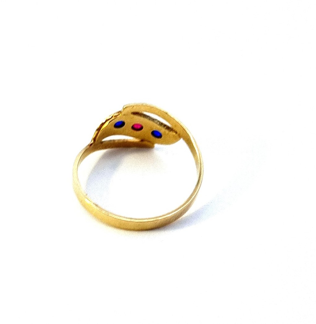 Zlatý prsten s barevnými kamínky, vel. 50