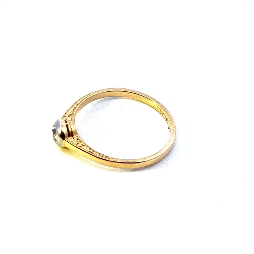 Starožitný zlatý prsten s diamantem, první republika, vel. 61
