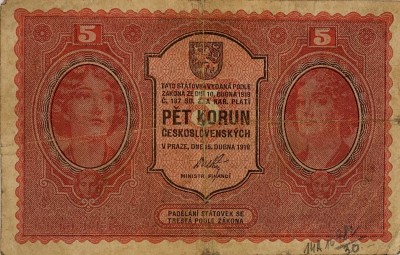5 korun, Státovky I. emise, 1919