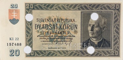 20 korun slovenských, 1939